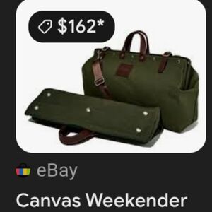 W&P MFG Brooklyn NY Olive Green Canvas Weekender Bag